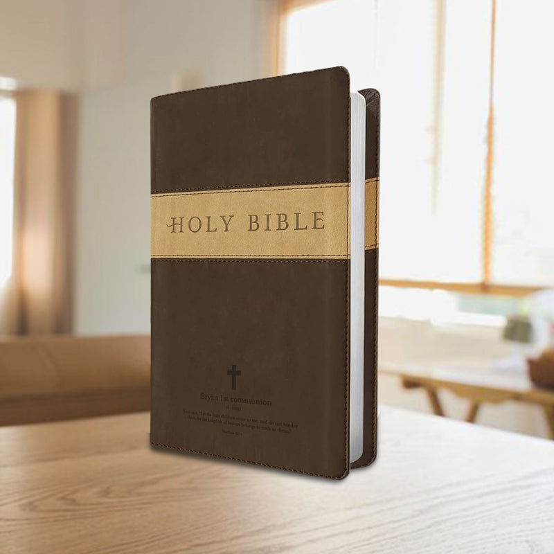 NLT Brown Tan Standard Size Holy Bible Small Print