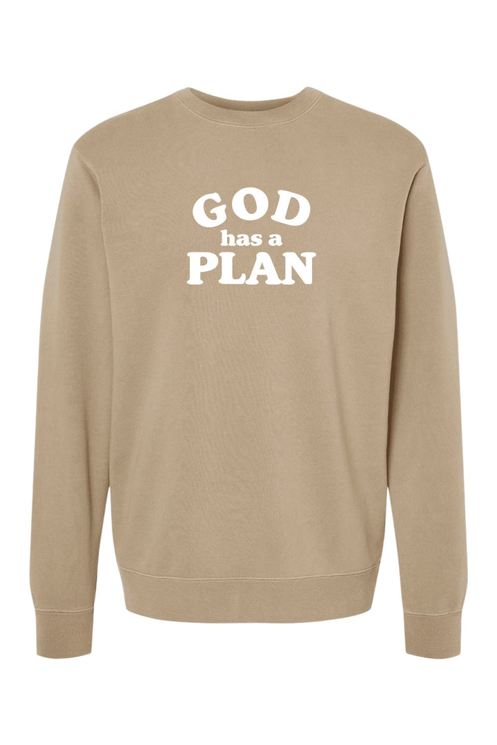 God has a Plan Unisex Pigment-Dyed Crewneck Sweatshirt