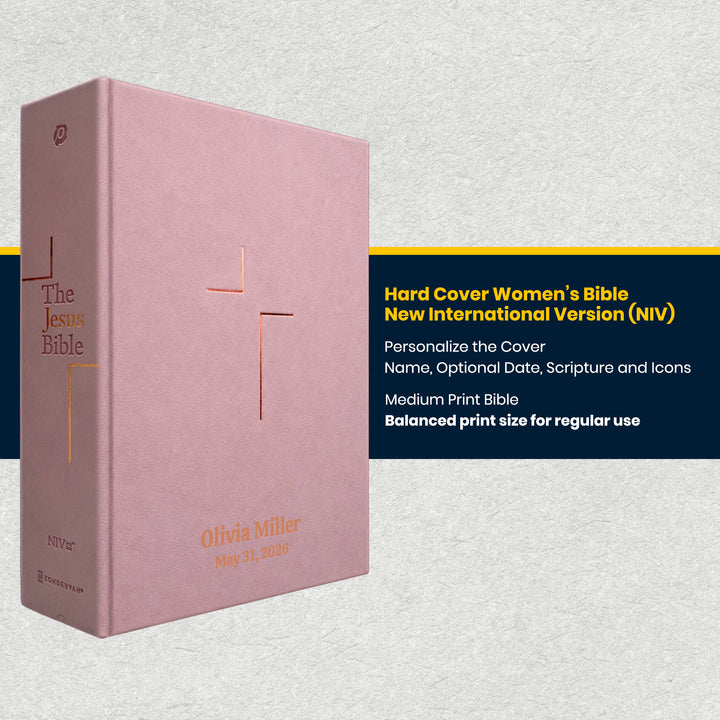 Personalize Pink NIV Hardcover The Jesus Bible Edition Comfort Print