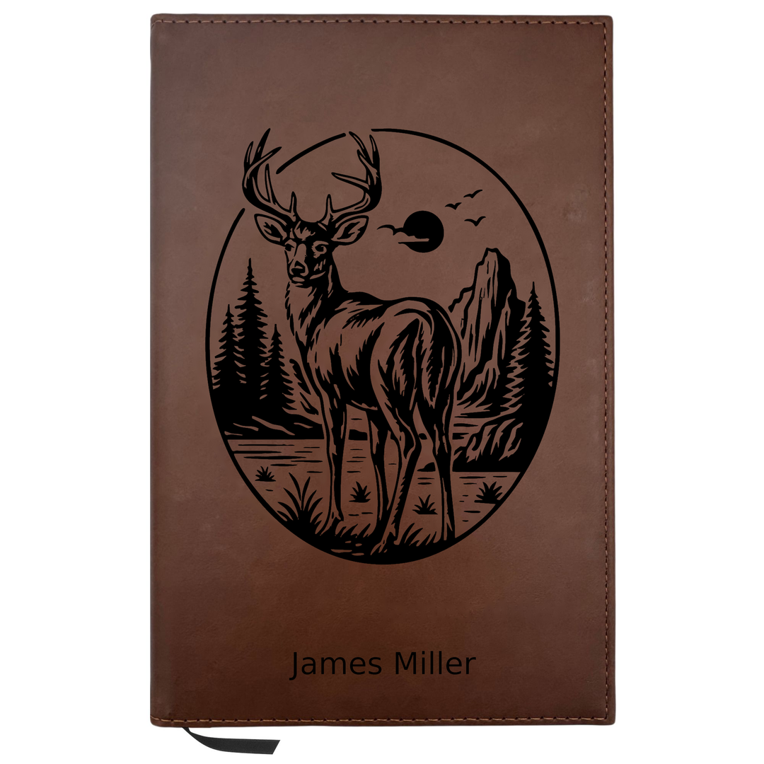Personalized Brown Leatherette Journal Notebook | Buck