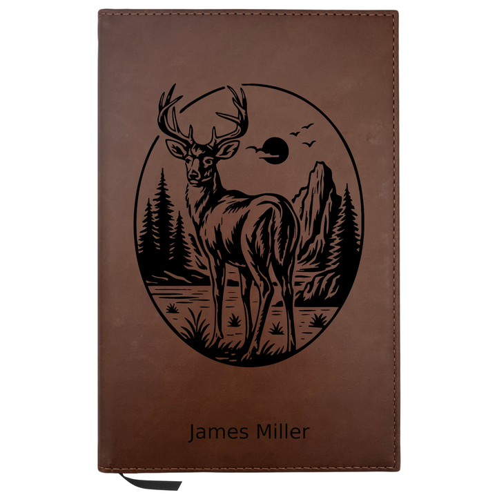 Personalized Brown Leatherette Journal Notebook | Buck