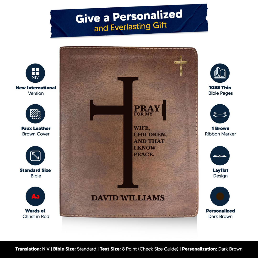 NIV Brown Standard Size Journaling Holy Bible Medium Print | Bold Cross