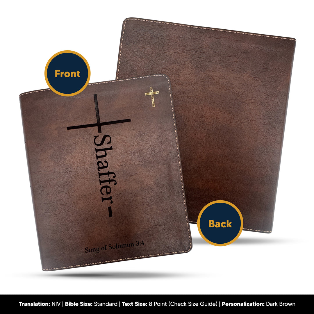 NIV Brown Standard Size Journaling Holy Bible Medium Print | Crown of Thorns