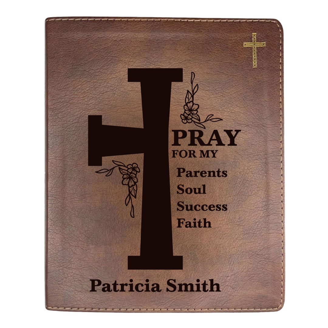NIV Brown Standard Size Journaling Holy Bible Medium Print | Floral Cross