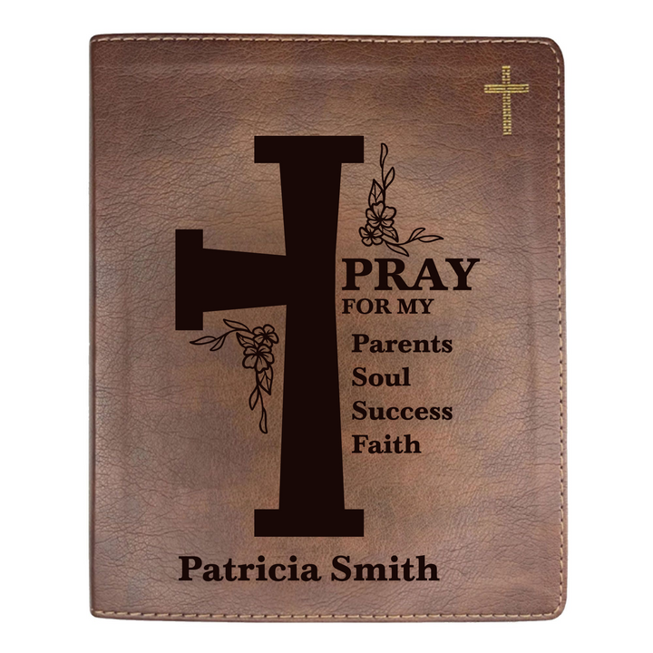 NIV Brown Standard Size Journaling Holy Bible Medium Print | Floral Cross