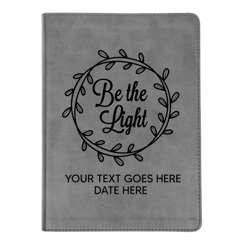 Personalized CSB He Reads Truth Community Study Bible Faux Leather Medium Print Size FULL COVER with Be the Light Gray| Shepherds Shelf