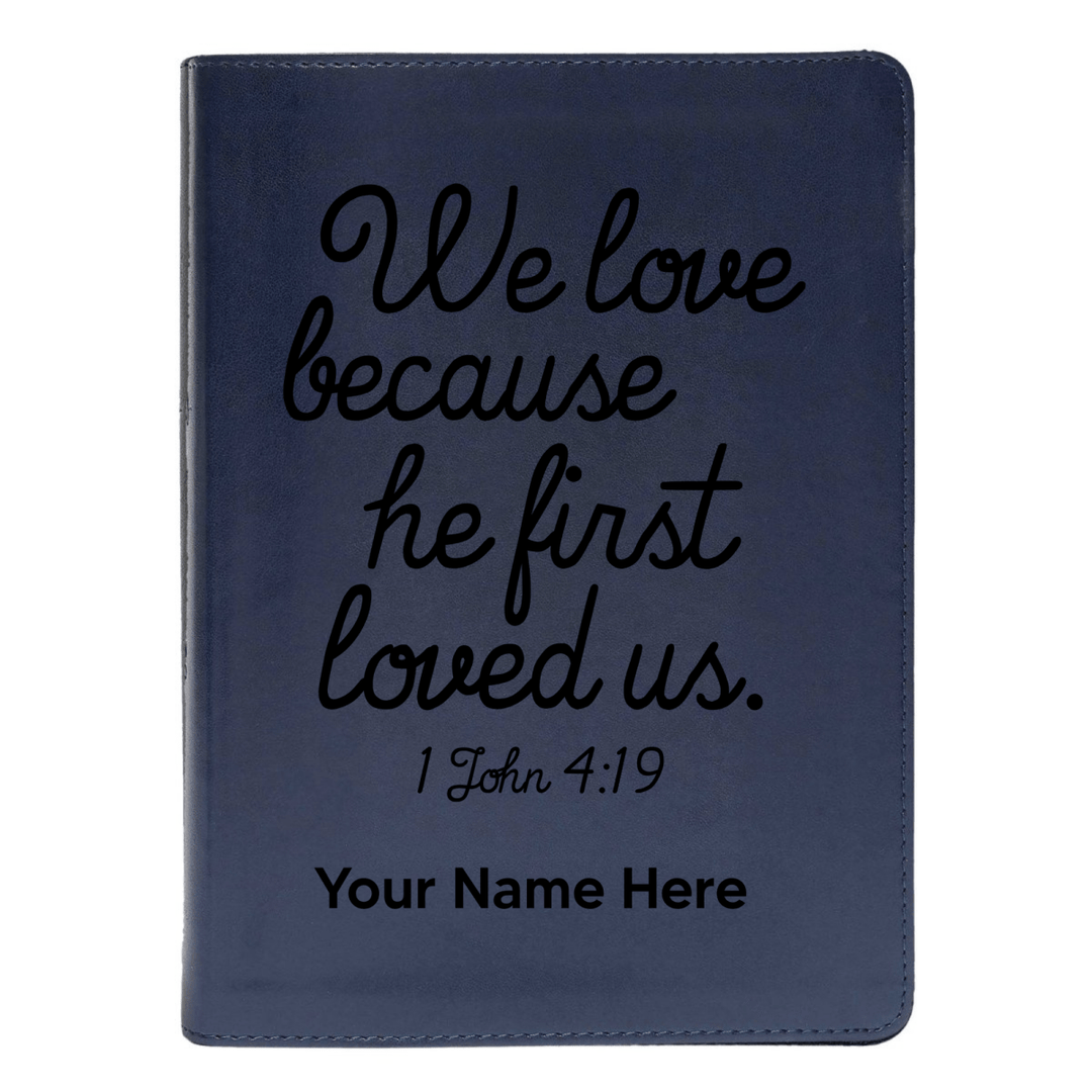 Personalized CSB She Reads Truth Community Study Bible Faux Leather Medium Print Size FULL COVER with 1 John 4:19 Blue | Shepherds Shelf