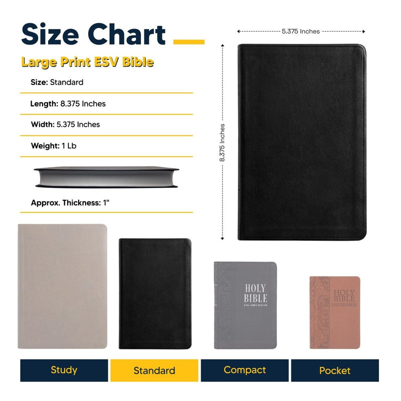 ESV Black Standard Size Thinline Holy Bible Large Print | Pen Stroke Cross