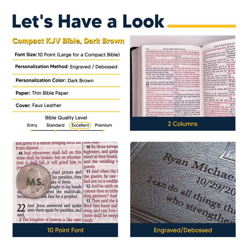 KJV Dark Brown Compact Size Holy Bible Large Print