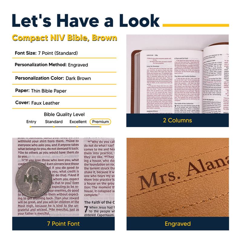 NIV Brown Compact Size Thinline Holy Bible Small Print