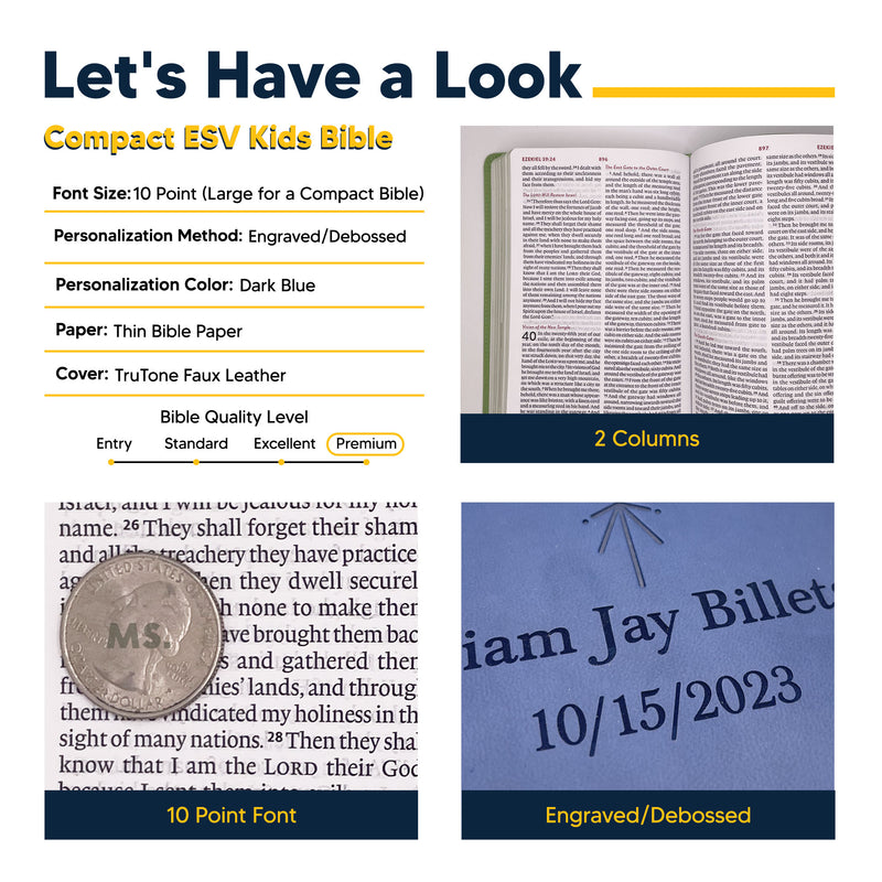 ESV Blue Compact Size Kids Holy Bible Large Print