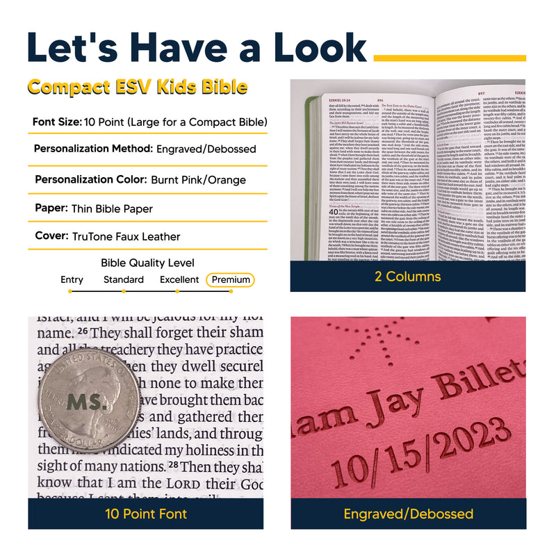 ESV Berry Pink Compact Size Kids Holy Bible Small Print