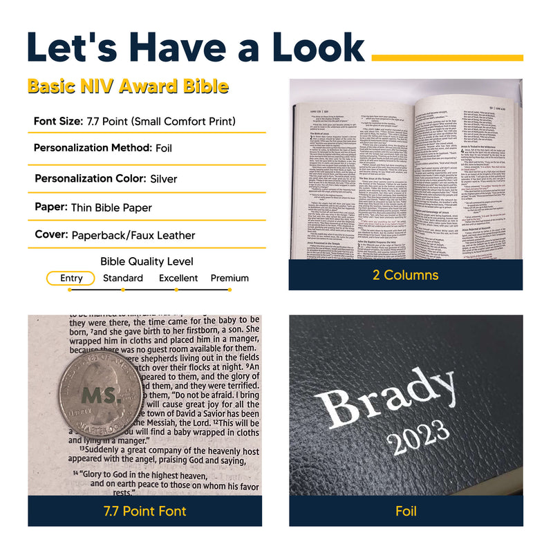 NIV Black Standard Size Holy Bible Small Print