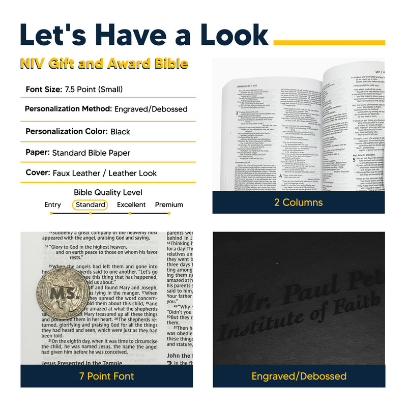 NIV Black Standard Size Soft Touch Holy Bible Small Print