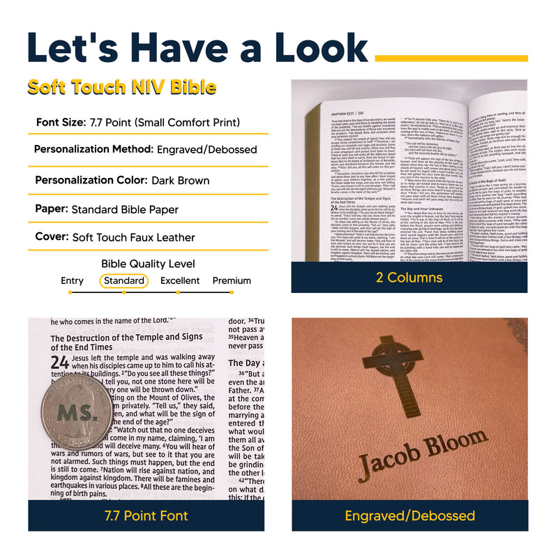 NIV Brown Standard Size Soft Touch Holy Bible Small Print