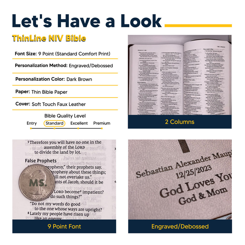 NIV Brown Standard Size Thinline Holy Bible Small Print