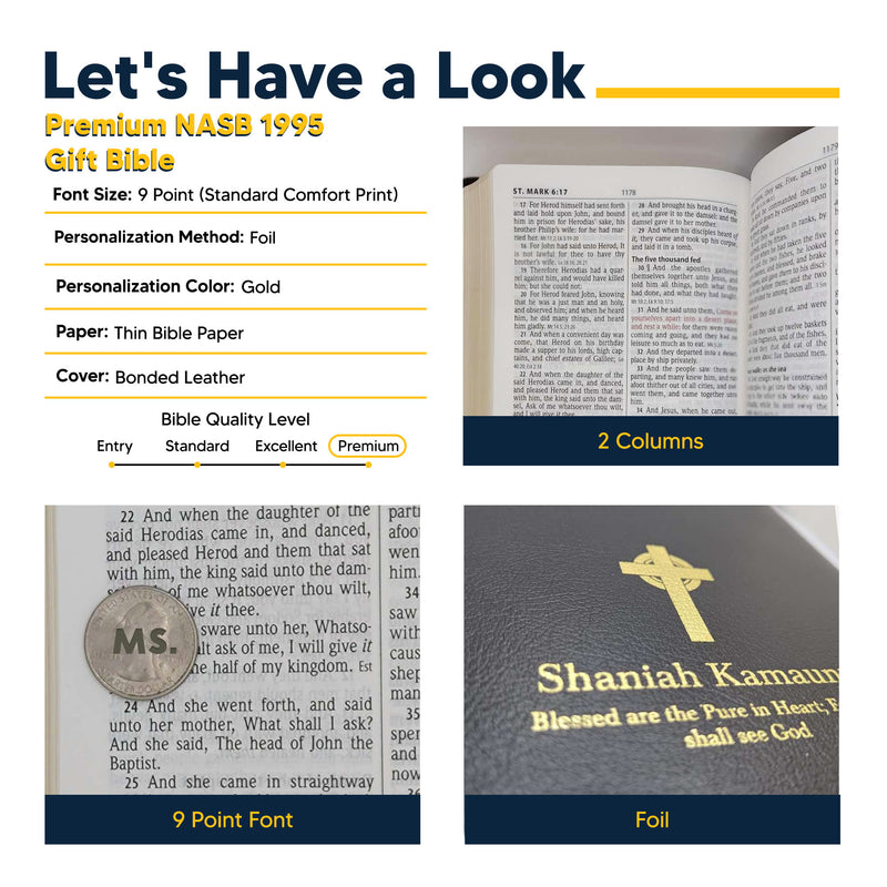 NASB Black Standard Size Thinline Holy Bible Small Print
