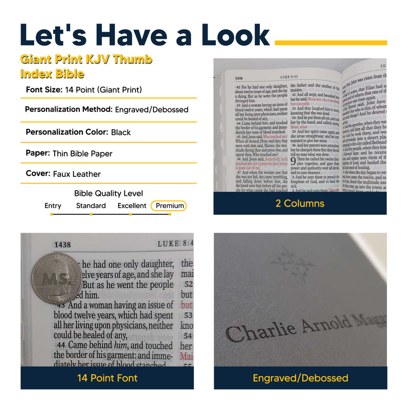 KJV Black Study Size Holy Bible Giant Print