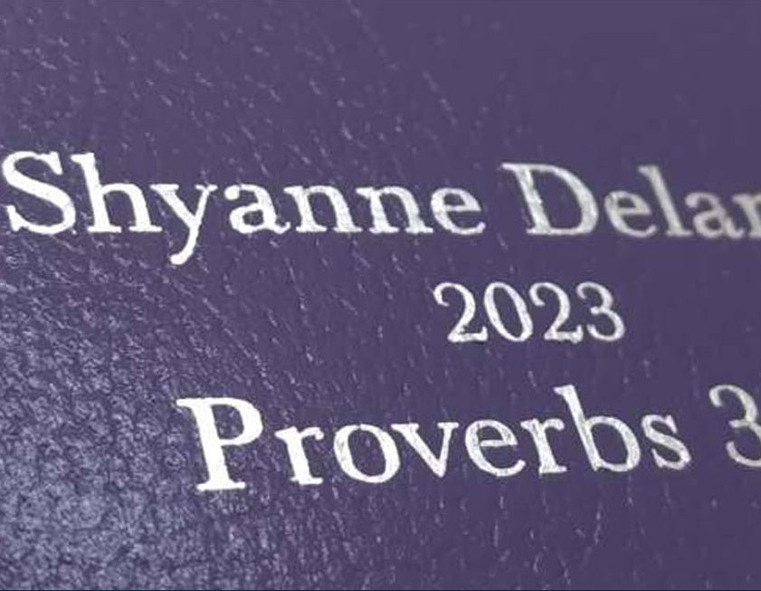 Actual personalization sample for this Bible