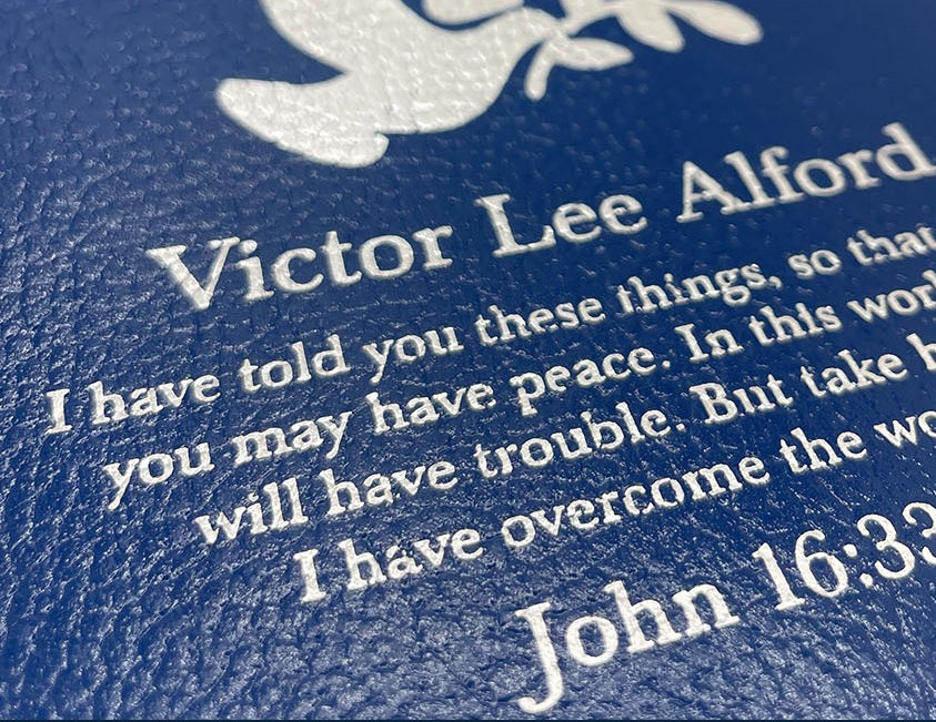 Actual personalization sample for this Bible