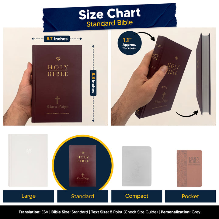 Custom Personalized ESV Church Bible Hardcover Small Print Burgundy