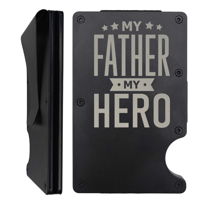 Custom Thin Metal Everyday Wallet | My Father My Hero | Black
