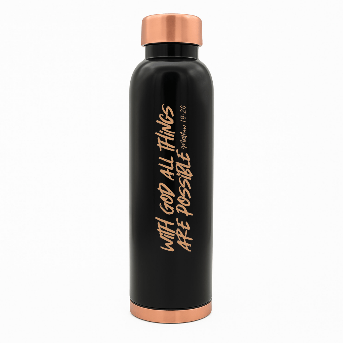 All Things Possible Custom Personalized Copper Water Bottle Matthew 19:26 and Name | Pure Copper | 33 Oz - Shepherds Shelf