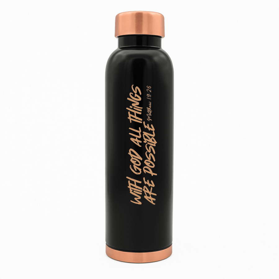 All Things Possible Custom Personalized Copper Water Bottle Matthew 19:26 and Name | Pure Copper | 33 Oz - Shepherds Shelf