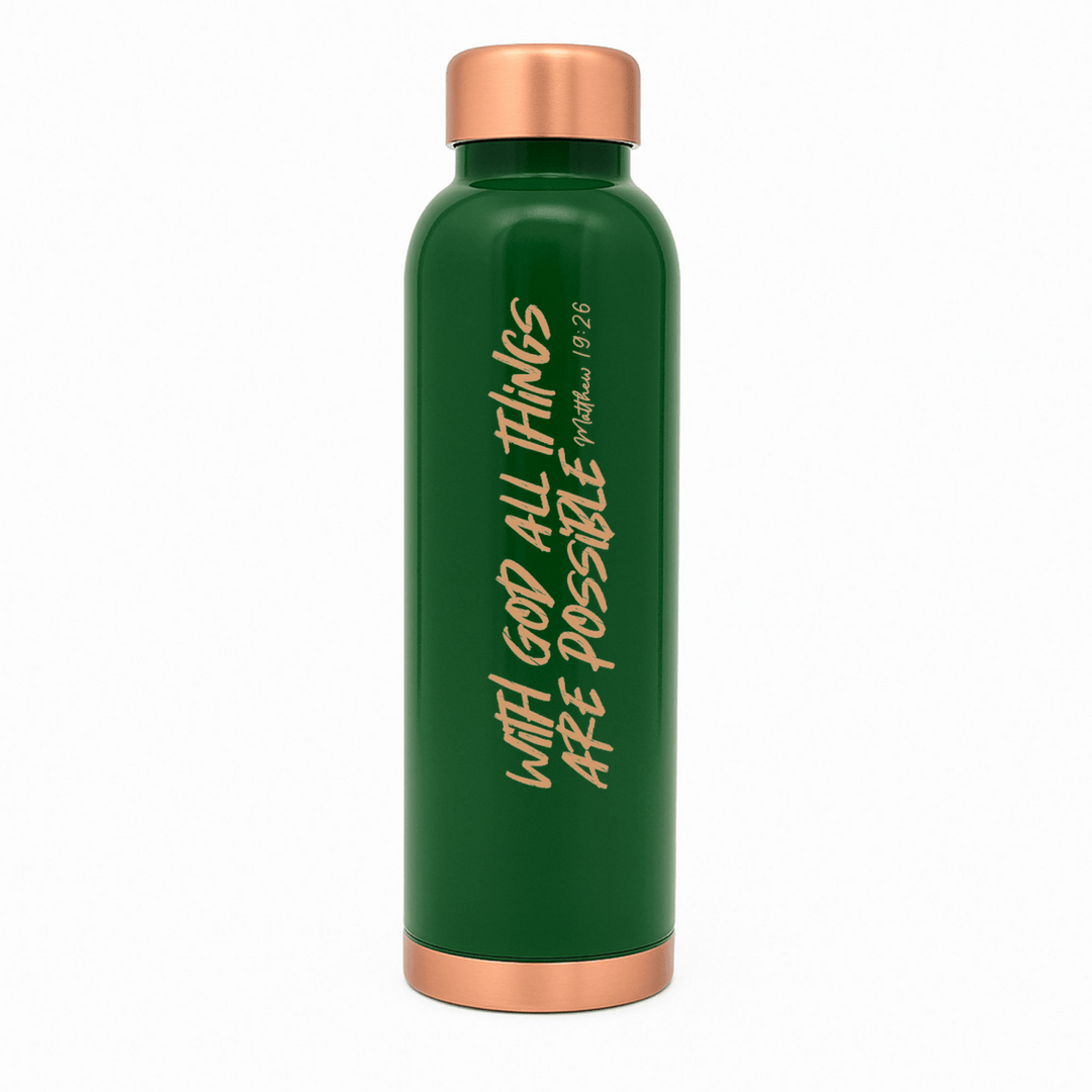 All Things Possible Custom Personalized Copper Water Bottle Matthew 19:26 and Name | Pure Copper | 33 Oz - Shepherds Shelf