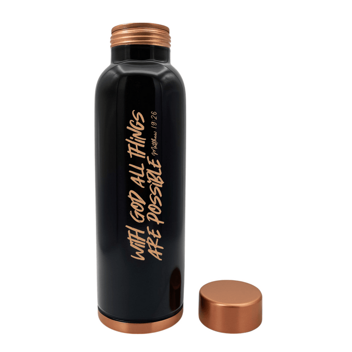 All Things Possible Custom Personalized Copper Water Bottle Matthew 19:26 and Name | Pure Copper | 33 Oz - Shepherds Shelf