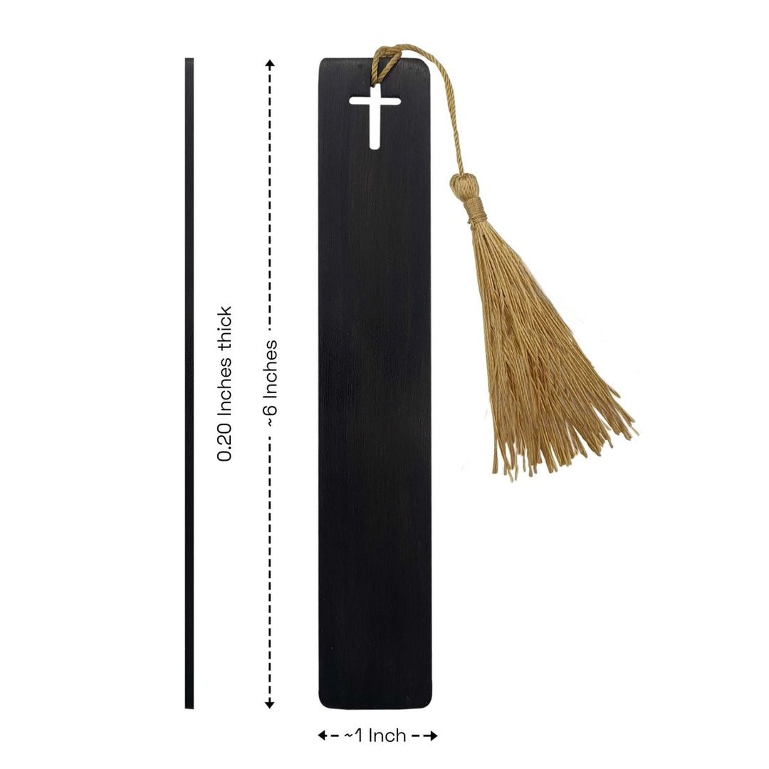Black Sandalwood Bible Bookmark | Cross Design with Golden Tassel | Handcrafted Wooden Scripture Marker | 6" - Shepherds Shelf