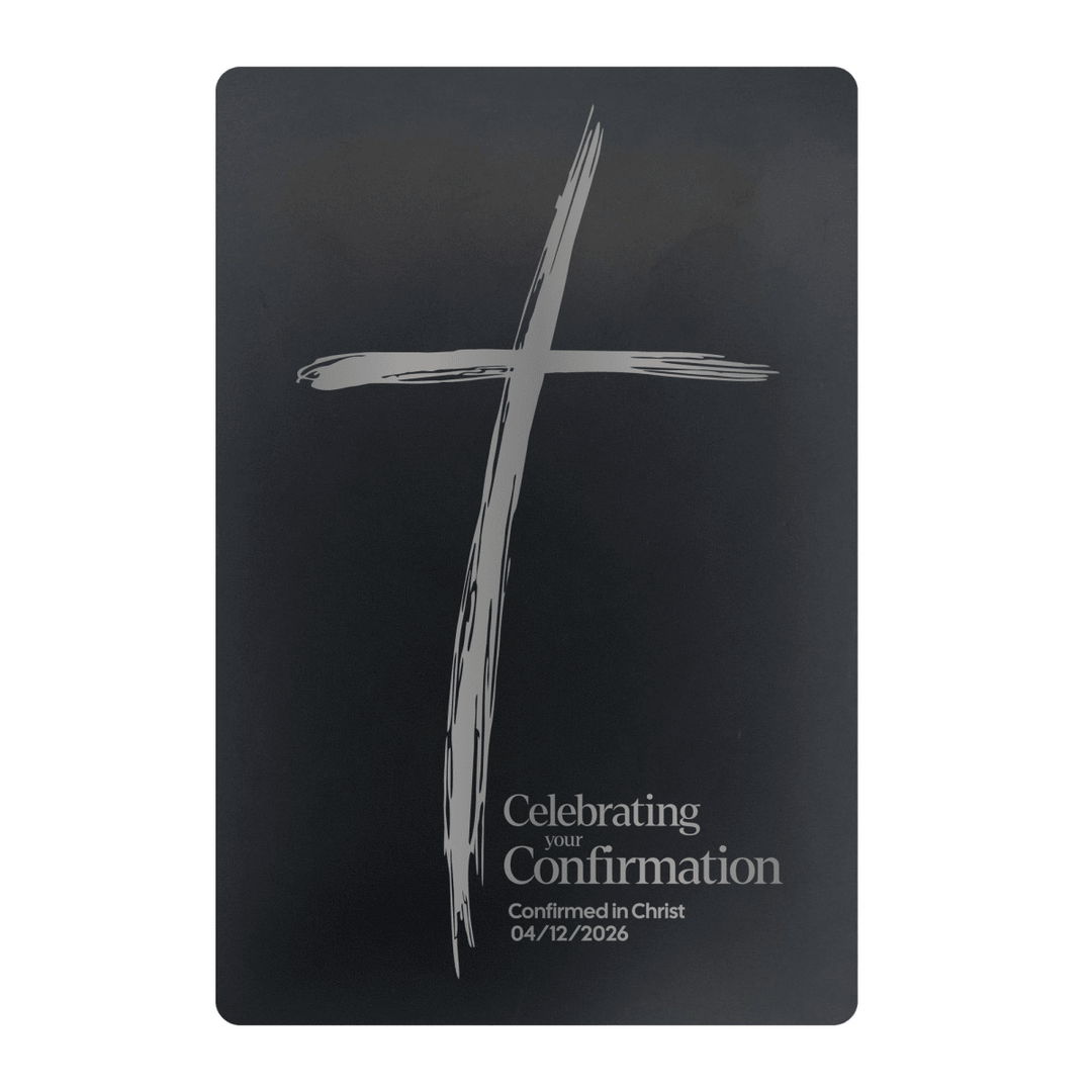 Brush Confirmation Metal Pocket Prayer Card – Christian Gift, Black Engraved Message Card - Shepherds Shelf