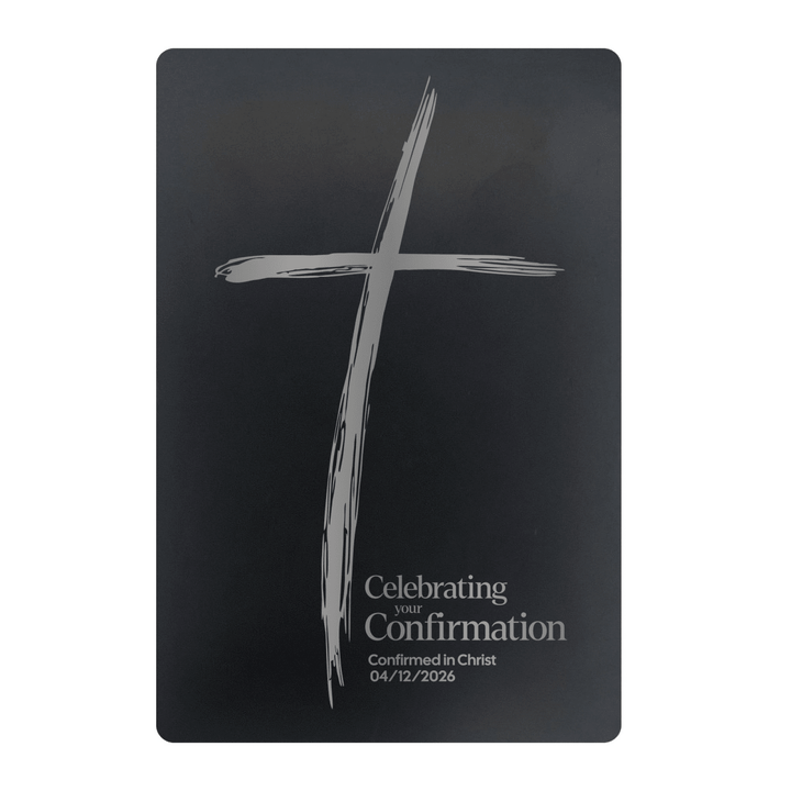 Brush Confirmation Metal Pocket Prayer Card – Christian Gift, Black Engraved Message Card - Shepherds Shelf