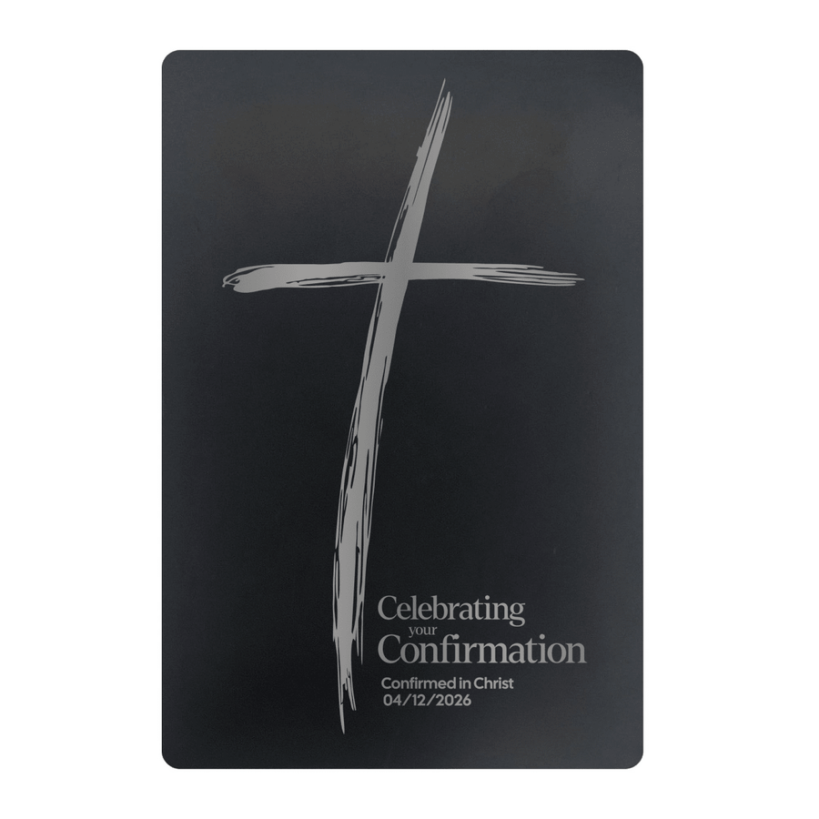 Brush Confirmation Metal Pocket Prayer Card – Christian Gift, Black Engraved Message Card - Shepherds Shelf