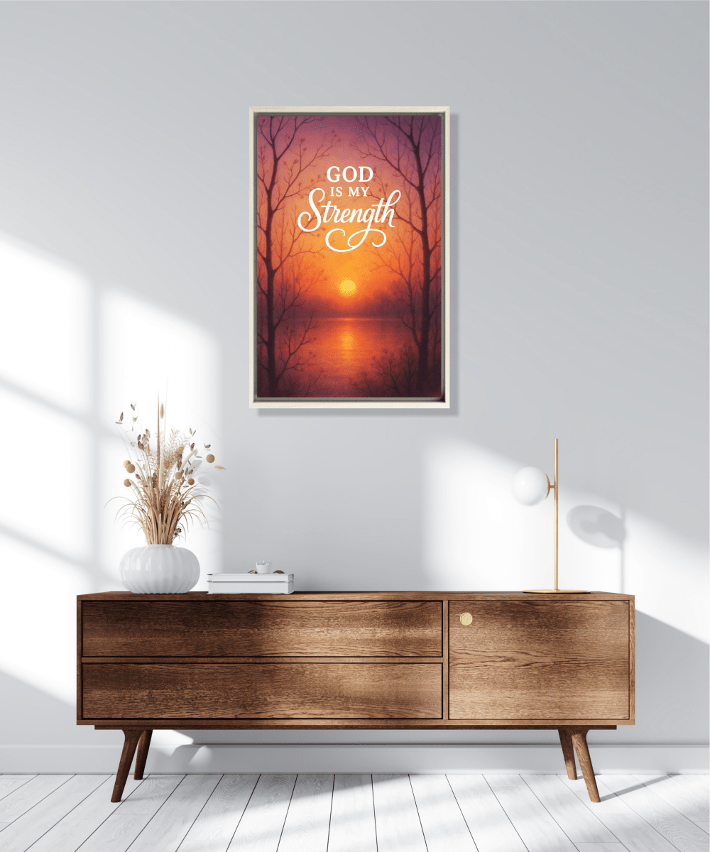 Christian Framed Canvas Wall Art - God is my Strength - Shepherds Shelf
