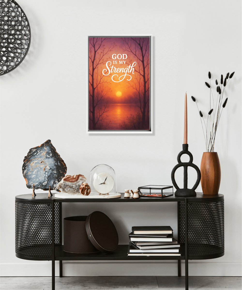 Christian Framed Canvas Wall Art - God is my Strength - Shepherds Shelf