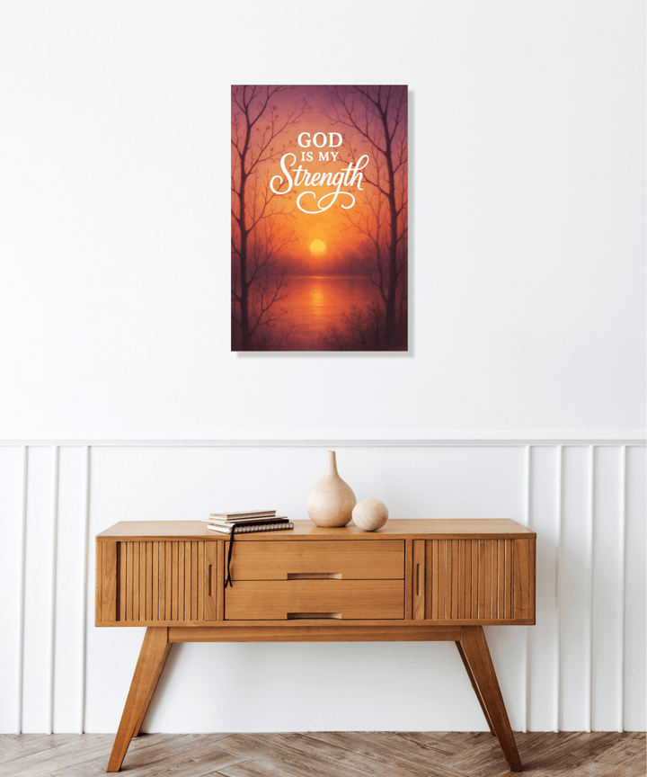 Christian Framed Canvas Wall Art - God is my Strength - Shepherds Shelf