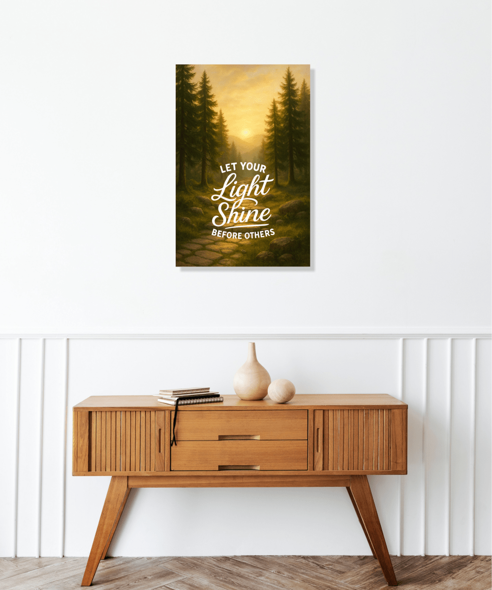 Christian Framed Canvas Wall Art - Let Your Light Shine Before Others - Shepherds Shelf
