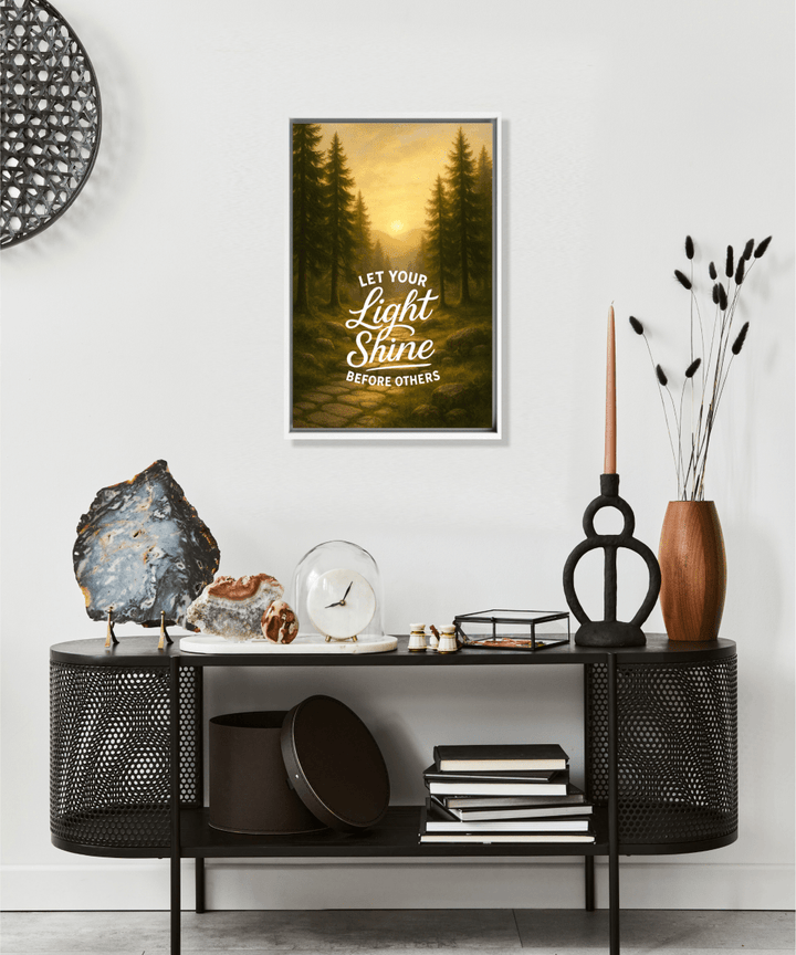 Christian Framed Canvas Wall Art - Let Your Light Shine Before Others - Shepherds Shelf