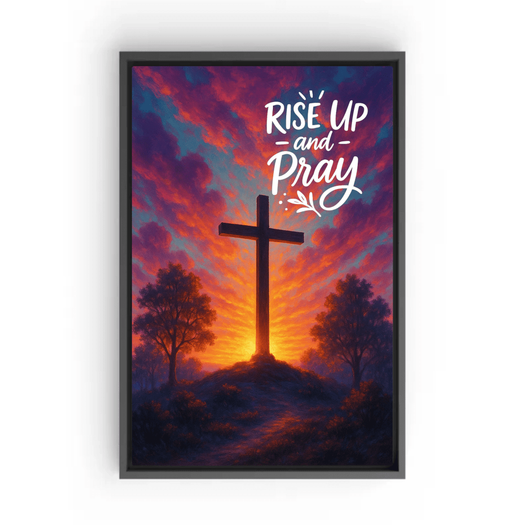 Christian Framed Canvas Wall Art - Rise Up and Pray - Shepherds Shelf