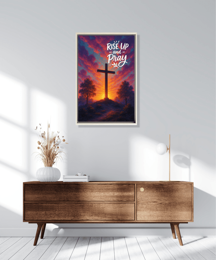 Christian Framed Canvas Wall Art - Rise Up and Pray - Shepherds Shelf