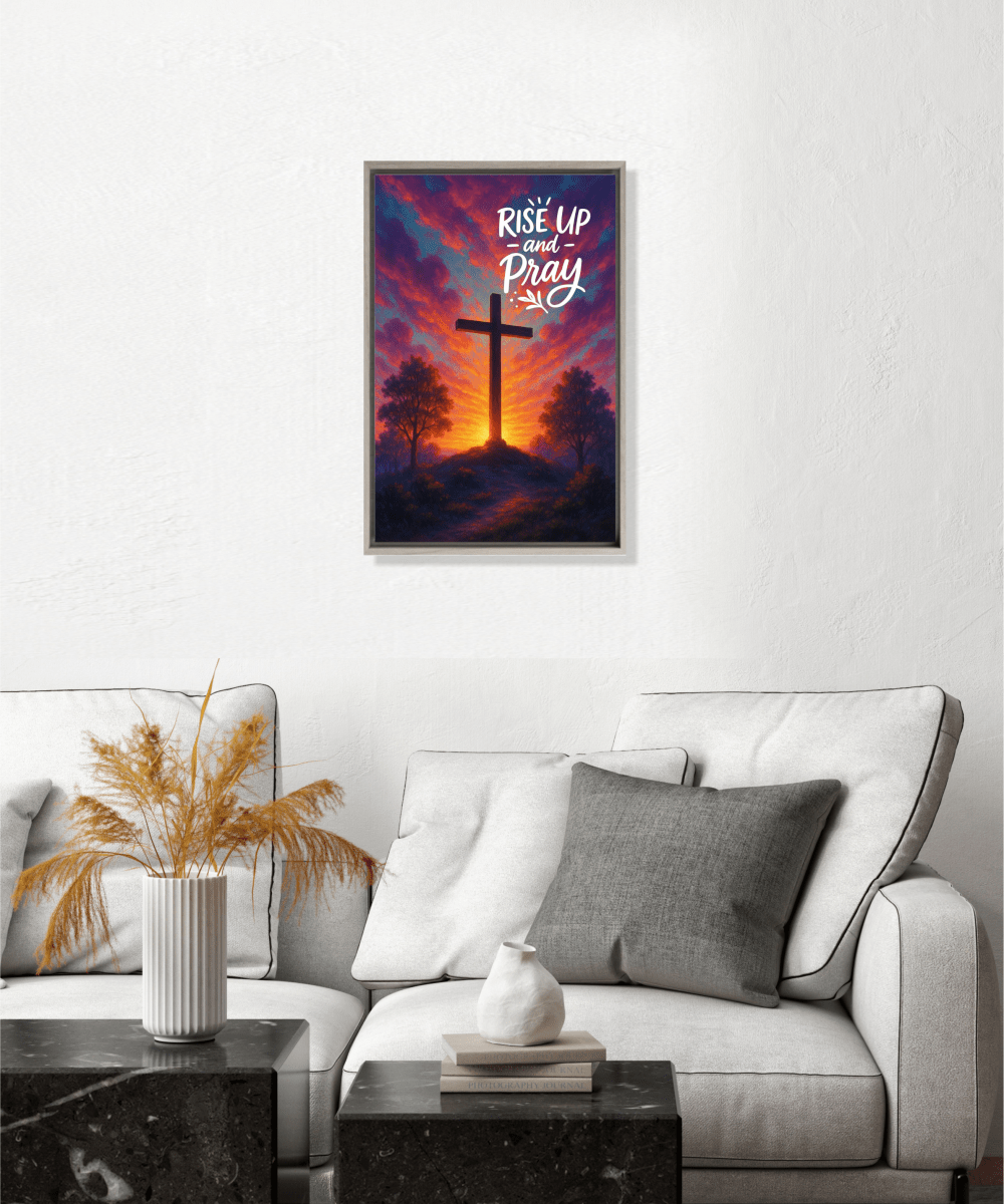 Christian Framed Canvas Wall Art - Rise Up and Pray - Shepherds Shelf