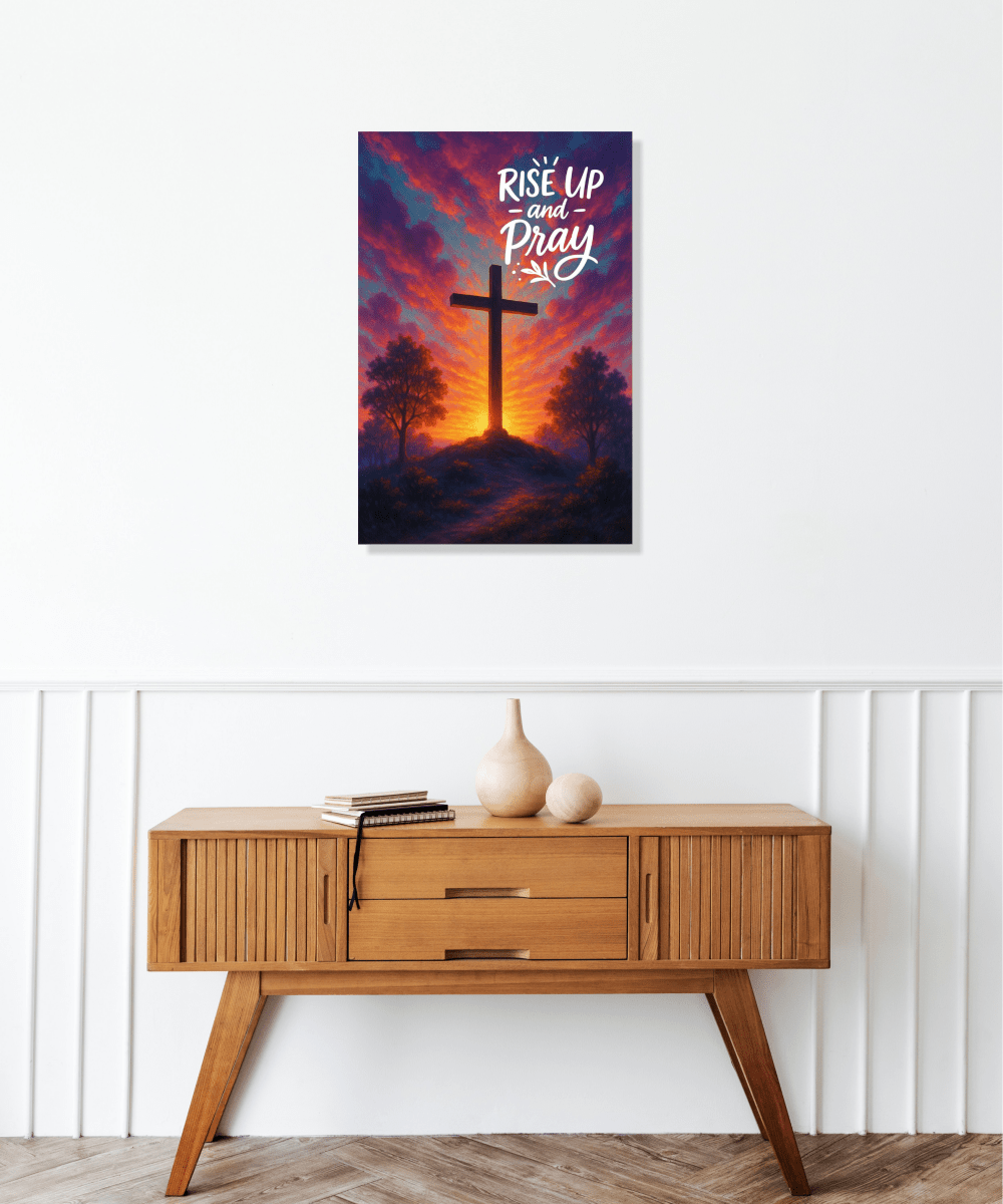 Christian Framed Canvas Wall Art - Rise Up and Pray - Shepherds Shelf