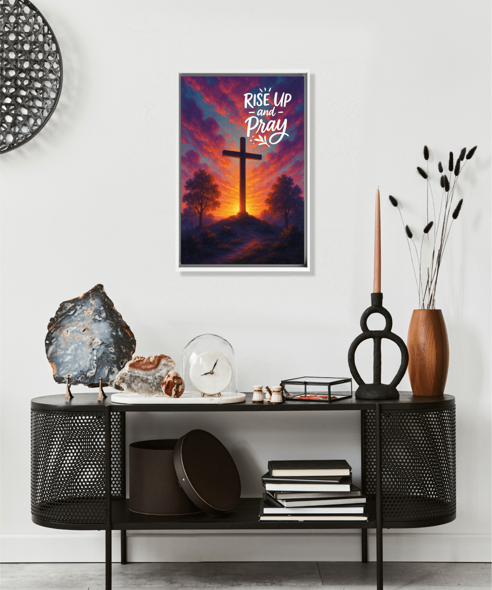 Christian Framed Canvas Wall Art - Rise Up and Pray - Shepherds Shelf