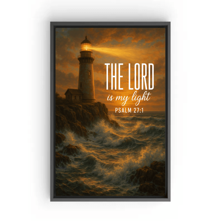 Christian Framed Canvas Wall Art - The Lord is My Light - Shepherds Shelf