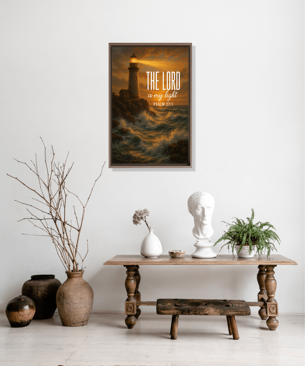 Christian Framed Canvas Wall Art - The Lord is My Light - Shepherds Shelf