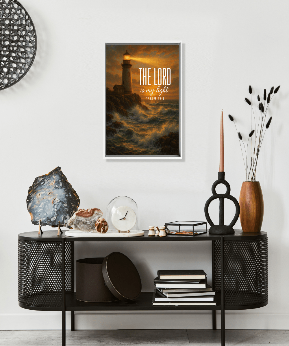 Christian Framed Canvas Wall Art - The Lord is My Light - Shepherds Shelf