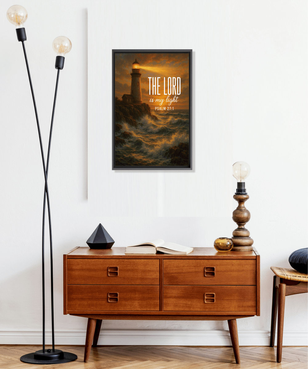 Christian Framed Canvas Wall Art - The Lord is My Light - Shepherds Shelf