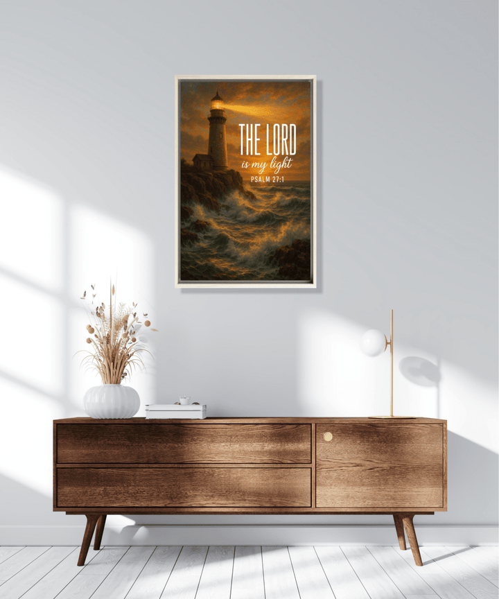 Christian Framed Canvas Wall Art - The Lord is My Light - Shepherds Shelf