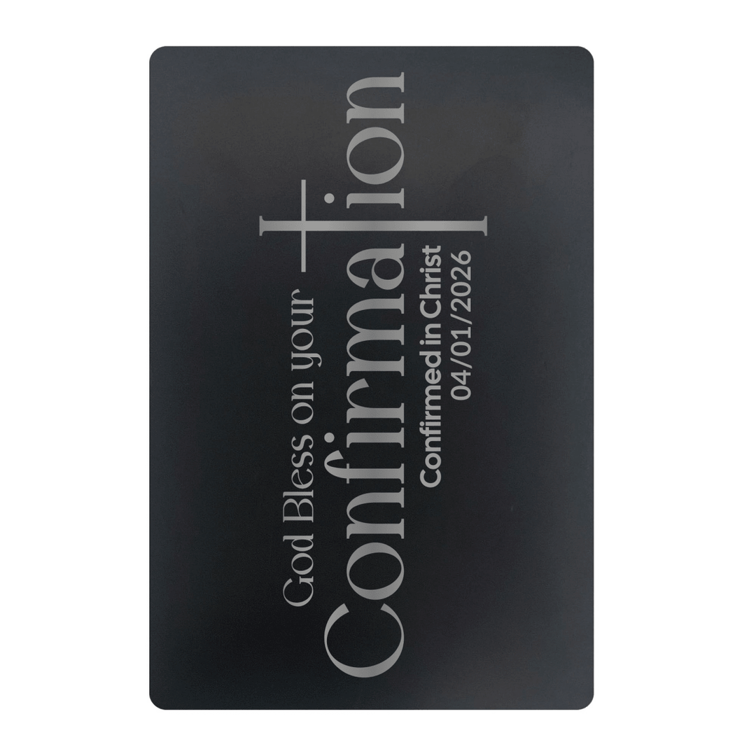 Cross Confirmation Metal Pocket Prayer Card – Christian Gift, Black Engraved Message Card - Shepherds Shelf